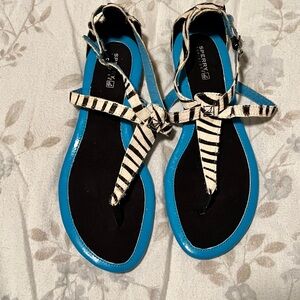 Sperry zebra stripe Turquoise Sandals size 9.5